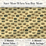 Vintage Camera Scatter Pattern on Warm Beige Background Seamless Design Digital Print Fabric by the Metre UK Sewing Quilting Textile