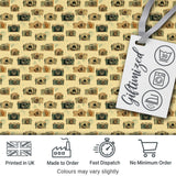 Vintage Camera Scatter Pattern on Warm Beige Background Seamless Design Digital Print Fabric by the Metre UK Sewing Quilting Textile