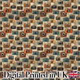 Vintage Camera Scatter Pattern with Soft Floral Background Seamless Design Digital Print Fabric by the Metre UK Sewing Quilting Textile