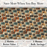 Vintage Camera Scatter Pattern with Soft Floral Background Seamless Design Digital Print Fabric by the Metre UK Sewing Quilting Textile