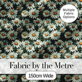 Vintage Daisy Floral Seamless Pattern with White Flowers and Green Leaves Digital Print Fabric by the Metre UK Sewing Quilting Textile