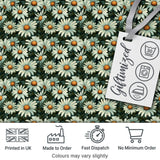 Vintage Daisy Floral Seamless Pattern with White Flowers and Green Leaves Digital Print Fabric by the Metre UK Sewing Quilting Textile