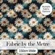Bold White Daisy Blooms on Deep Textured Teal Background Digital Print Fabric by the Metre UK Sewing Quilting Textile