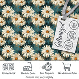 Bold White Daisy Blooms on Deep Textured Teal Background Digital Print Fabric by the Metre UK Sewing Quilting Textile