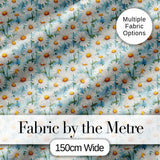 Elegant Cream Daisy Florals on Light Vintage Wash Background Digital Print Fabric by the Metre UK Sewing Quilting Textile