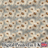 Fresh White Daisy Meadow on Sky Blue Background Digital Print Fabric by the Metre UK Sewing Quilting Textile