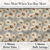 Fresh White Daisy Meadow on Sky Blue Background Digital Print Fabric by the Metre UK Sewing Quilting Textile