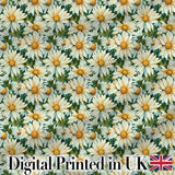 Soft Floral Daisy Trail on Muted Aqua Vintage Texture Digital Print Fabric by the Metre UK Sewing Quilting Textile