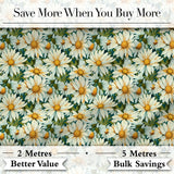 Soft Floral Daisy Trail on Muted Aqua Vintage Texture Digital Print Fabric by the Metre UK Sewing Quilting Textile