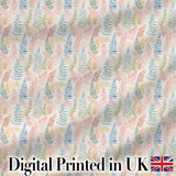 Soft Pastel Fern Leaves on Light Neutral Background Digital Print Fabric by the Metre UK Sewing Quilting Textile