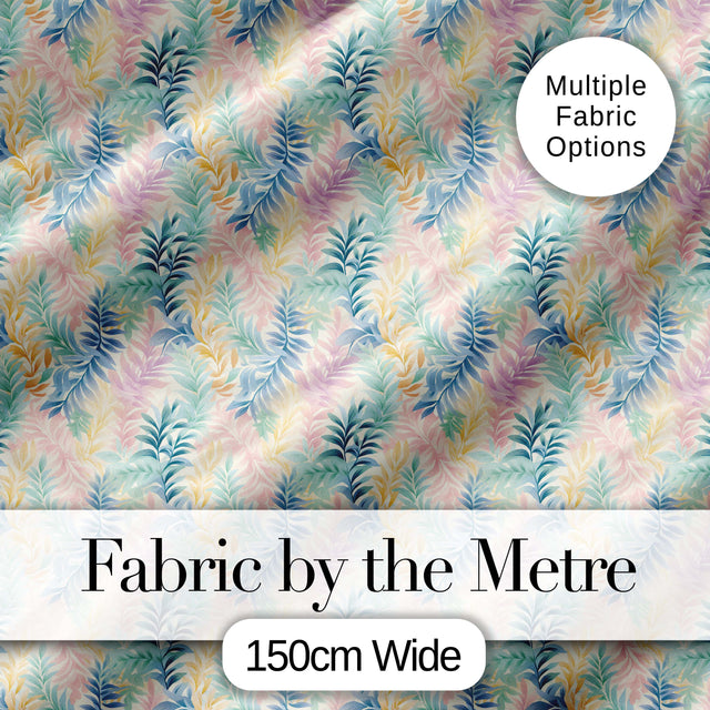 Soft Pastel Botanical Leaves Seamless Watercolor Pattern Digital Print Fabric by the Metre UK Sewing Quilting Textile