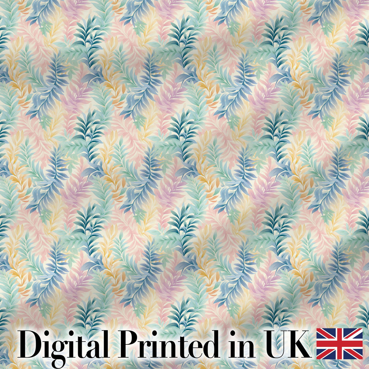 Soft Pastel Botanical Leaves Seamless Watercolor Pattern Digital Print Fabric by the Metre UK Sewing Quilting Textile