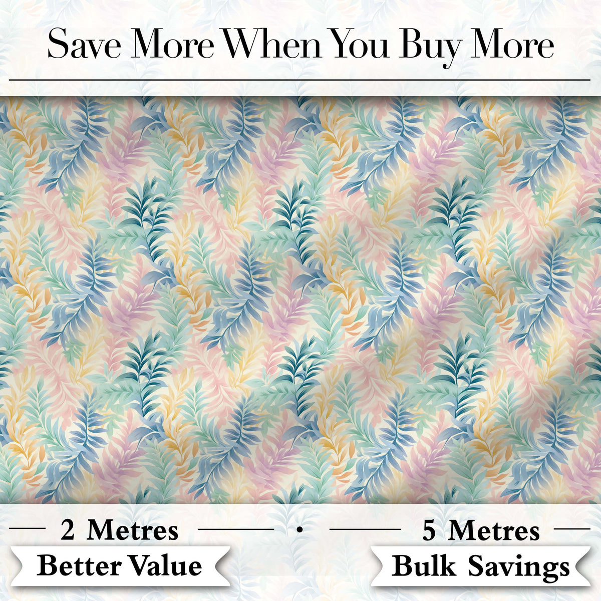 Soft Pastel Botanical Leaves Seamless Watercolor Pattern Digital Print Fabric by the Metre UK Sewing Quilting Textile