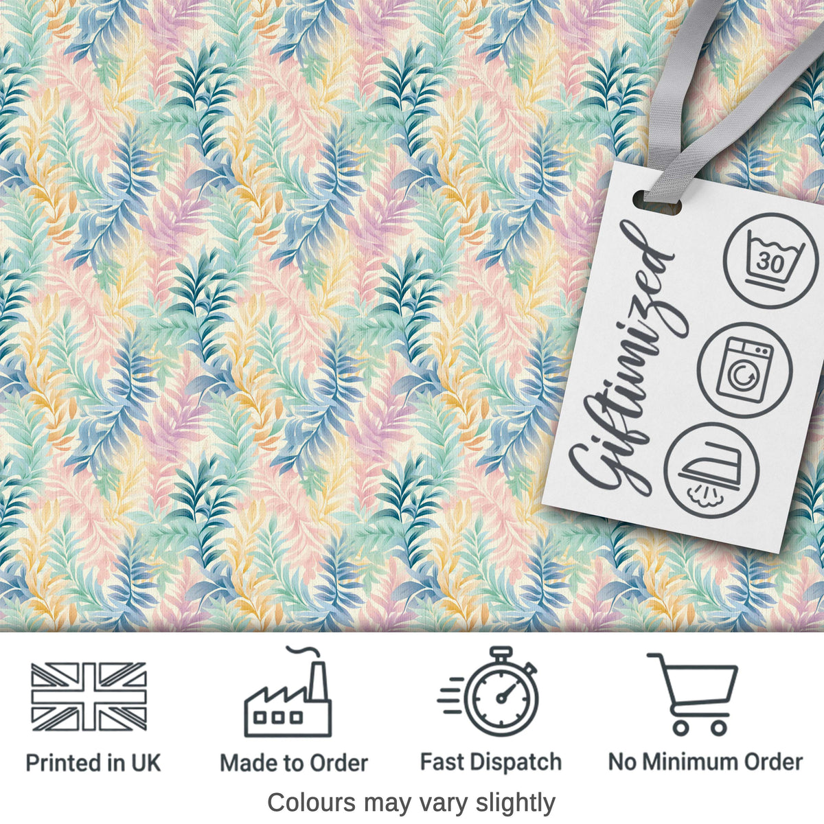 Soft Pastel Botanical Leaves Seamless Watercolor Pattern Digital Print Fabric by the Metre UK Sewing Quilting Textile