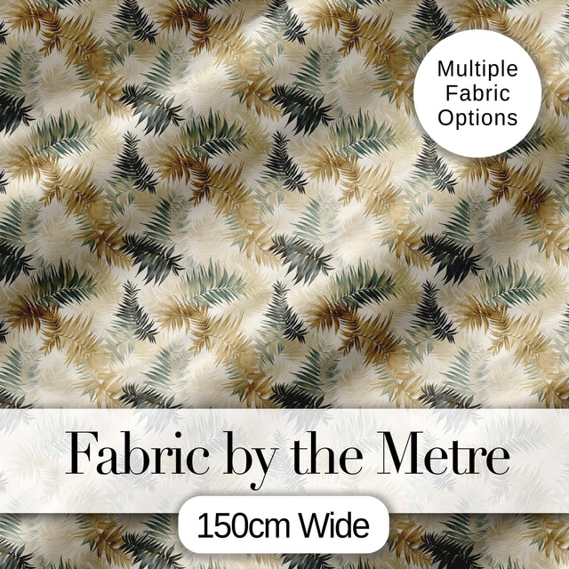 Neutral Beige Tropical Palm Leaf Watercolor Seamless Pattern Digital Print Fabric by the Metre UK Sewing Quilting Textile