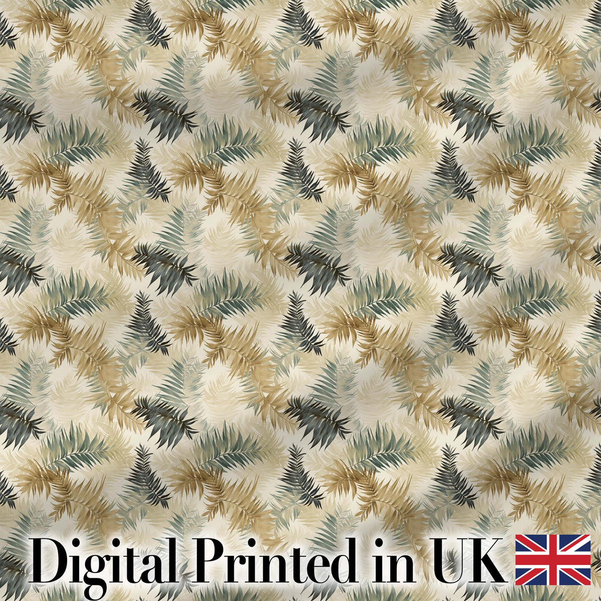 Neutral Beige Tropical Palm Leaf Watercolor Seamless Pattern Digital Print Fabric by the Metre UK Sewing Quilting Textile