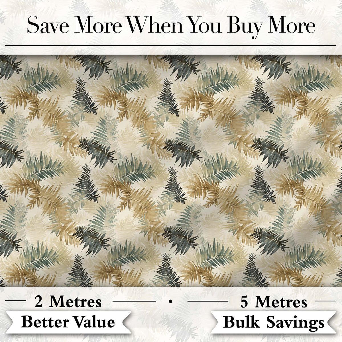 Neutral Beige Tropical Palm Leaf Watercolor Seamless Pattern Digital Print Fabric by the Metre UK Sewing Quilting Textile