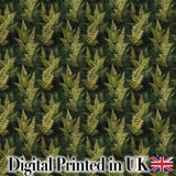 Dark Green Dense Fern Forest Seamless Pattern Digital Print Fabric by the Metre UK Sewing Quilting Textile