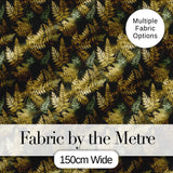 Gold and Green Botanical Foliage Seamless Pattern Digital Print Fabric by the Metre UK Sewing Quilting Textile