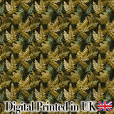 Gold and Green Botanical Foliage Seamless Pattern Digital Print Fabric by the Metre UK Sewing Quilting Textile