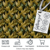 Gold and Green Botanical Foliage Seamless Pattern Digital Print Fabric by the Metre UK Sewing Quilting Textile