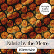 Orange Marigold Floral on Black Seamless Pattern Digital Print Fabric by the Metre UK Sewing Quilting Textile