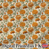 Orange Floral Stem Botanical Seamless Pattern on Light Background Digital Print Fabric by the Metre UK Sewing Quilting Textile