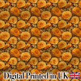 Dense Orange Floral Garden Seamless Warm Tone Pattern Digital Print Fabric by the Metre UK Sewing Quilting Textile