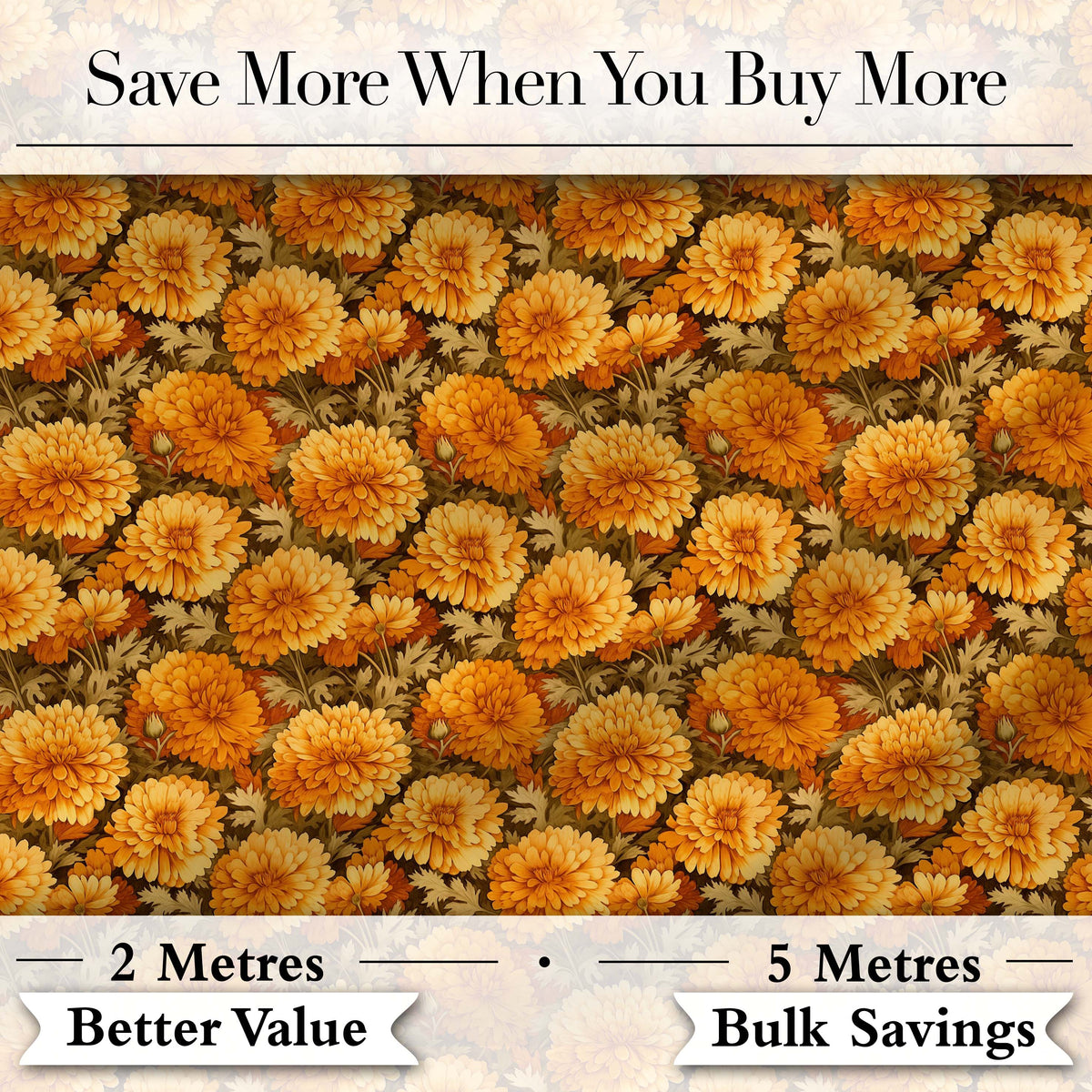 Dense Orange Floral Garden Seamless Warm Tone Pattern Digital Print Fabric by the Metre UK Sewing Quilting Textile