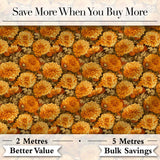 Dense Orange Floral Garden Seamless Warm Tone Pattern Digital Print Fabric by the Metre UK Sewing Quilting Textile