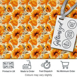 Watercolor Orange Floral Seamless Pattern on Light Background Artistic Style Digital Print Fabric by the Metre UK Sewing Quilting Textile