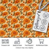 Classic Orange Chrysanthemum Floral Seamless Pattern on Beige Background Digital Print Fabric by the Metre UK Sewing Quilting Textile