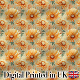 Soft Pastel Orange Peony Floral Seamless Pattern Light Botanical Design Digital Print Fabric by the Metre UK Sewing Quilting Textile