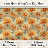 Soft Pastel Orange Peony Floral Seamless Pattern Light Botanical Design Digital Print Fabric by the Metre UK Sewing Quilting Textile