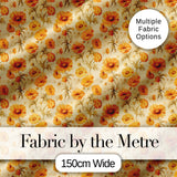 Vintage Orange Floral Seamless Pattern  Garden Flowers Botanical Print Digital Print Fabric by the Metre UK Sewing Quilting Textile