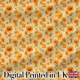 Vintage Orange Floral Seamless Pattern  Garden Flowers Botanical Print Digital Print Fabric by the Metre UK Sewing Quilting Textile