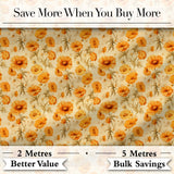 Vintage Orange Floral Seamless Pattern  Garden Flowers Botanical Print Digital Print Fabric by the Metre UK Sewing Quilting Textile