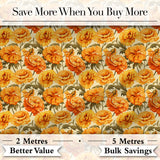 Bold Orange Poppy Floral Seamless Pattern Vintage Botanical Bloom Design Digital Print Fabric by the Metre UK Sewing Quilting Textile