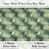 Celestial Moon and Stars Seamless Pattern Dreamy Night Sky Design Digital Print Fabric by the Metre UK Sewing Quilting Textile