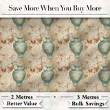 Distressed Green Vase Seamless Pattern Vintage Floral Rustic Texture Digital Print Fabric by the Metre UK Sewing Quilting Textile