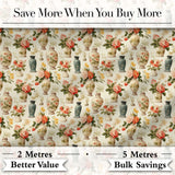 Elegant Floral Vase Arrangement with Soft Roses and Botanical Vintage Style Digital Print Fabric by the Metre UK Sewing Quilting Textile