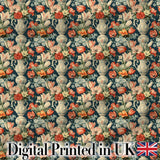 Rich Floral Arrangement with Tulips in Ornate Vase on Dark Background Digital Print Fabric by the Metre UK Sewing Quilting Textile