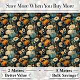 Lush Peony and Blossom Floral Pattern in Teal Vase on Dark Background Digital Print Fabric by the Metre UK Sewing Quilting Textile
