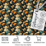 Lush Peony and Blossom Floral Pattern in Teal Vase on Dark Background Digital Print Fabric by the Metre UK Sewing Quilting Textile