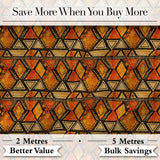 Vibrant Tribal Triangle Pattern with Distressed Texture in Warm Earth Colours Digital Print Fabric by the Metre UK Sewing Quilting Textile