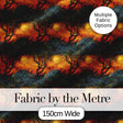 Artistic Swirl Landscape  with Trees and Sun in Rich Textured Brush Style Digital Print Fabric by the Metre UK Sewing Quilting Textile