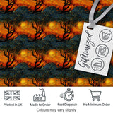 Artistic Swirl Landscape  with Trees and Sun in Rich Textured Brush Style Digital Print Fabric by the Metre UK Sewing Quilting Textile