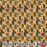 Modern Abstract Brush Stroke Pattern in Black Orange and Neutral Tones Digital Print Fabric by the Metre UK Sewing Quilting Textile