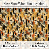Modern Abstract Brush Stroke Pattern in Black Orange and Neutral Tones Digital Print Fabric by the Metre UK Sewing Quilting Textile