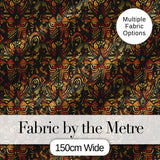 Intricate Tribal Mask and Symbol  in Deep Earthy Tones on Dark Background Digital Print Fabric by the Metre UK Sewing Quilting Textile